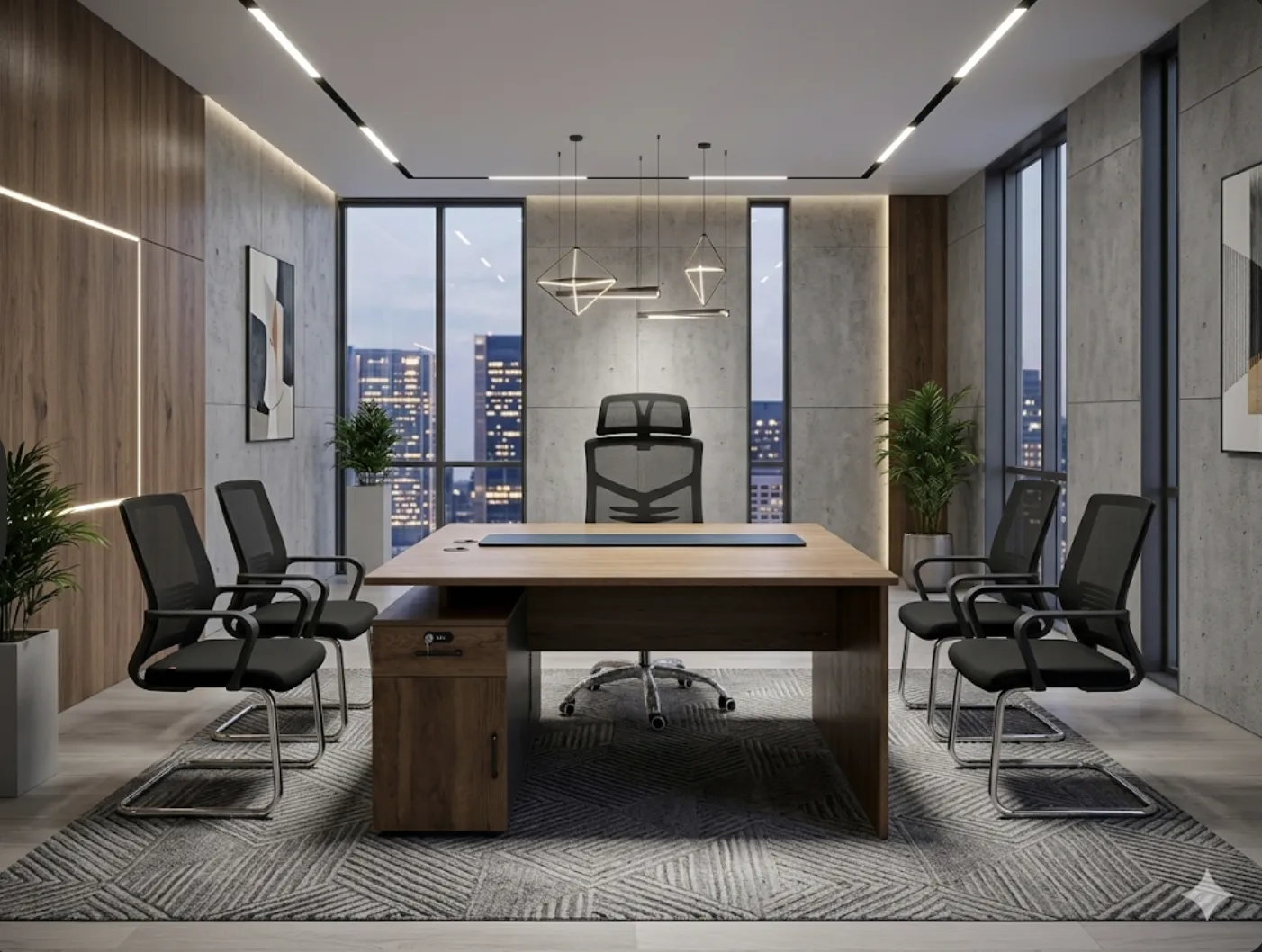 mesa de escritório com módulo técnico